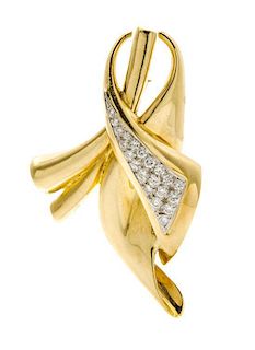 A Yellow Gold and Diamond Brooch, 13.90 dwts.