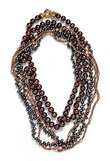 * A Collection of Dyed Cultured Pearl Necklaces,