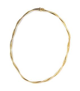 A 14 Karat Yellow Gold Double Strand Omega Necklace, 16.70 dwts.