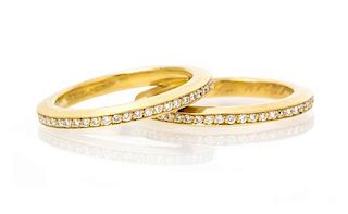 A Pair of 18 Karat Yellow Gold and Diamond Eternity Bands, Kathleen Dughi, 9.00 dwts.
