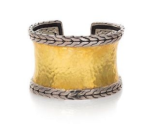 A Sterling Silver and 22 Karat Yellow Gold Palu Cuff Bracelet, John Hardy, 45.60 dwts.