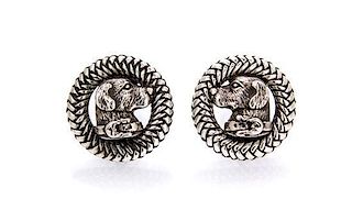 A Pair of Sterling Silver Dog Motif Earclips, Kieselstein-Cord, 18.20 dwts.
