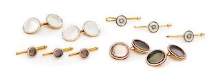 A Collection of Mother-of-Pearl and Abalone Cufflinks and Shirt Studs, 11.40 dwts.