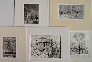 Frank Stack 5 etchings