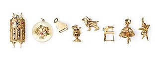 A Collection of Yellow Gold and Multi Gem Charms, 26.50 dwts.