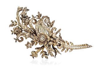 An Antique Floral Motif Paste and Diamond Spray Brooch, 31.00 dwts.