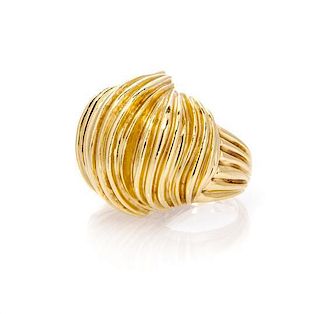 A Yellow Gold Textured Ring, 10.20 dwts.