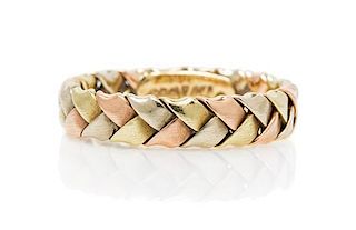 A 14 Karat Tricolor Gold Braided Ring, 1.60 dwts.