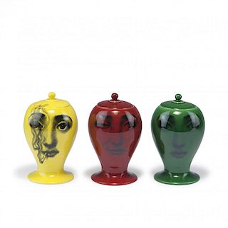 Barnaba Fornasetti , Three small vases, 2000s