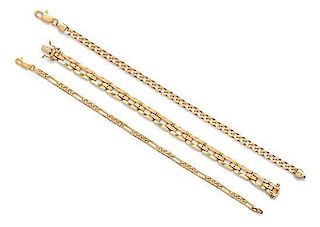 A Collection of Yellow Gold Bracelets, 23.10 dwts.