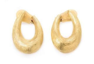 A Pair of Yellow Gold Hoop Earclips, 22.40 dwts.