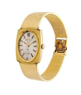 A 14 Karat Yellow Gold Wristwatch, Bulova for Dior, 39.10 dwts.