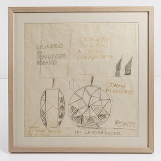 Gio Ponti, Sketch for a table light for Fontana Arte, 1967