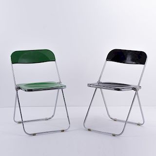 G. Piretti, Desk 'Platone', 1970; two chairs 'Plia', 1969