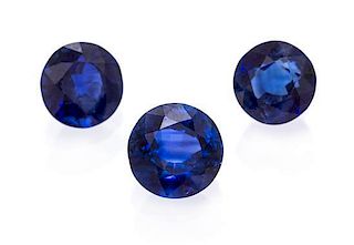 * A Collection of Round Mixed Cut Sapphires,