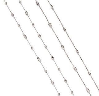 A Collection of 14 Karat White Gold and Diamond Convertible Jewelry, 11.90 dwts.