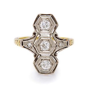 An Edwardian Platinum Topped Gold and Diamond Ring, 2.00 dwts.