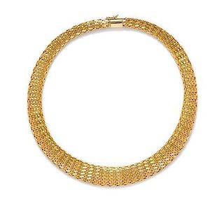 * An 14 Karat Yellow Gold Mesh Necklace, Italian, 45.00 dwts.