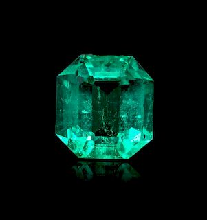 A 1.52 Carat Octagonal Step Cut Emerald,