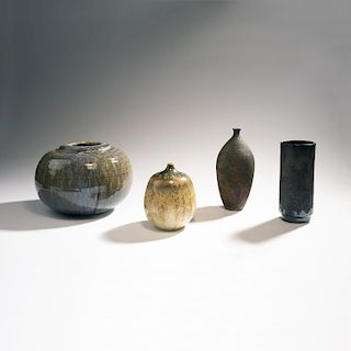 Loesche-Keramik, 4 vases and bowls, 1960/70s