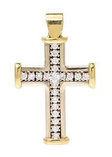An 18 Karat Gold and Diamond Cross Pendant, 18.80 dwts.