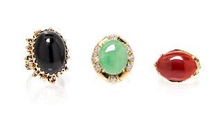 A Collection of Yellow Gold and Gemstone Rings, 13.50 dwts.