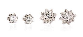 A Collection of White Gold and Diamond Jewelry, 0.90 dwts.