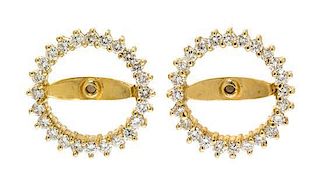 A Pair of Yellow Gold and Diamond Earring Jackets, 3.70 dwts.