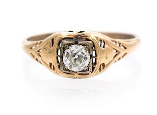 A Yellow Gold and Diamond Ring, 1.30 dwts.