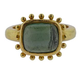 Elizabeth Locke 18k Gold Green Tourmaline Ring 