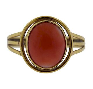 18k Gold Coral Ring 