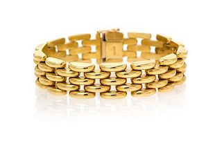 An 18 Karat Yellow Gold Domed Brick Link Bracelet, Italian, 24.60 dwts.