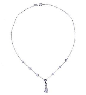 18k Gold Diamond Drop Pendant Necklace 