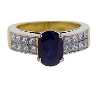 18K Gold Diamond 2.5Ct Sapphire Ring