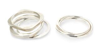 * A Collection of Sterling Silver Bangle Bracelets, 84.40 dwts.