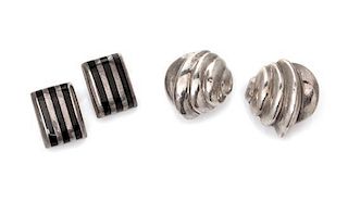 A Collection of Sterling Silver Earclips, 26.10 dwts.