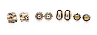 A Collection of Sterling Silver and Brass Earclips, 47.70 dwts.