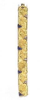 An 18 Karat Yellow Gold, Sapphire and Diamond Bracelet, 45.50 dwts.