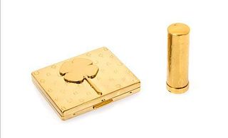 A Gold Tone Lucky Charm Motif Compact and Lipstick Holder, Paul Flato,