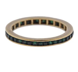 14K Gold Emerald Eternity Band Ring