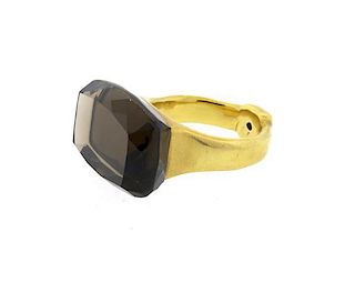 H. Stern 18k Gold Smokey Topaz Diamond Ring
