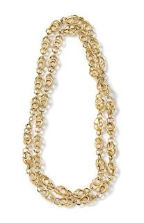 * A Yellow Gold Fancy Link Longchain Necklace, 22.25 dwts.