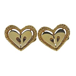 Christian Dior 18k Gold Heart Cufflinks