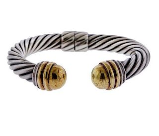 David Yurman 14K Gold Sterling Cable Bracelet
