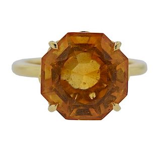 Tiffany &amp; Co 18K Gold Orange Stone Ring