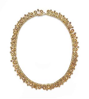* A Yellow Gold and Seed Pearl Necklace, 27.00 dwts.
