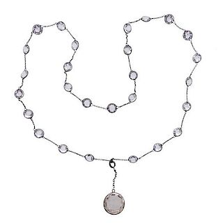 Art Deco White Beryl Long Pendant Necklace