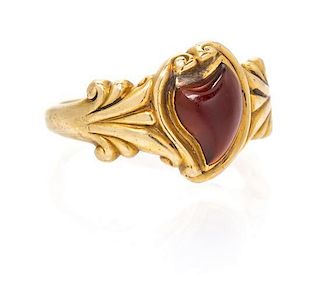 A Yellow Gold and Carnelian Ring, Tiffany & Co. 3.60 dwts.