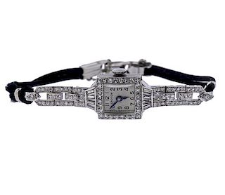 Art Deco Croton Platinum Diamond Watch