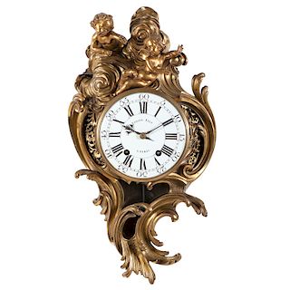 Louis XV Ormolu Cartel Clock by Jean Antoine Voisin